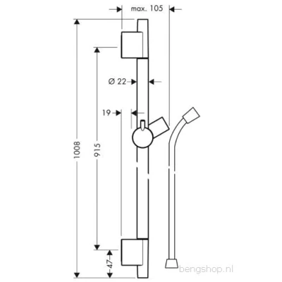 Afbeelding van Hansgrohe Unica S Puro glijstang 90 cm met doucheslang