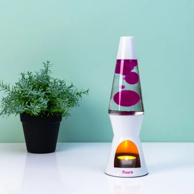 Afbeelding van Waxinelicht Lavalamp Wit Met Roze Lava van Fisura