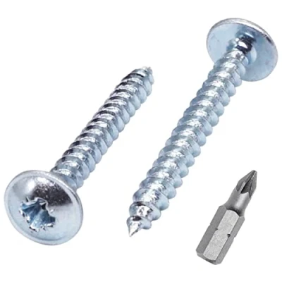 Afbeelding van SKIR&#039;CO (100 stuks) verzinkt staal 3,0 x 25 mm zilveren houten schroeven, metalen wafer hoofd, Pozidriv, zelftappend