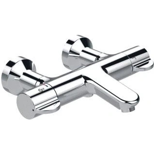 Afbeelding van Ideal standard ceraplus 2 badmengkraan wand tweegreeps gats 1 omstelinrichting met koppelingen chroom a6873aa