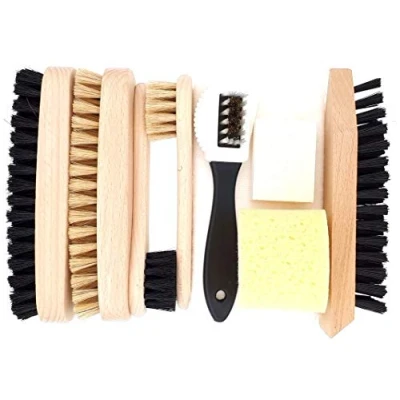 Afbeelding van DELARA 9 delige schoenpoetsset met houten borstels en natuurlijke borstels, made in Germany, Meerkleurig