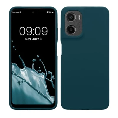 Afbeelding van kwmobile telefoonhoesje geschikt voor Motorola Moto G05 / E15 Hoesje met siliconen coating Smartphone case in petrol