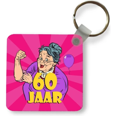 Afbeelding van Sleutelhanger Uitdeelcadeautjes Vrouw Verjaardag 60 jaar Plastic
