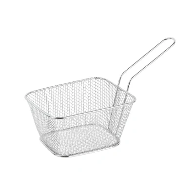 Afbeelding van Cook Concept Frietmandje/patatjes serveermandje zilver metaal 23 x 14 11 cm draadmandje