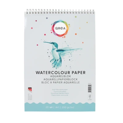 Afbeelding van Aquarelblok Qrea A4 20vel 200gr spiraal