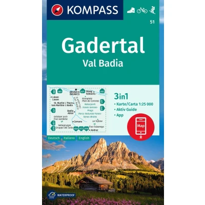 Afbeelding van KOMPASS Wanderkarte 51 Gadertal / Val Badia 1:25.000