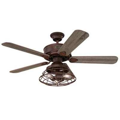 Afbeelding van 72205 Barnett 122 cm plafondventilator in imitatiehout imitatie, dimbare led met kooischerm, inclusief afstandsbediening