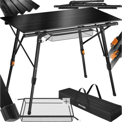 Afbeelding van tectake® Aluminium campingtafel kampeertafel opvouwbaar in hoogte verstelbaar zwart 404983