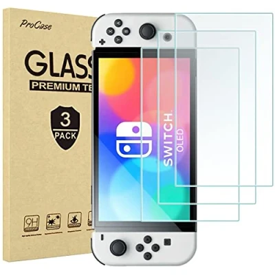 Afbeelding van ProCase 3 Stuks Screen Protector voor Nintendo Switch OLED 2021, Anti Kras Beschermglas Tempered Gehard Glas Schermbeschermer Screenprotector Beschermfolie Helder