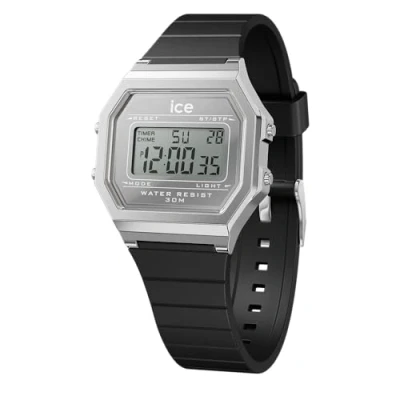 Afbeelding van ICE Watch digit retro Metal silver mirror Black 022735 Horloge Siliconen Zwart Ø 33 mm