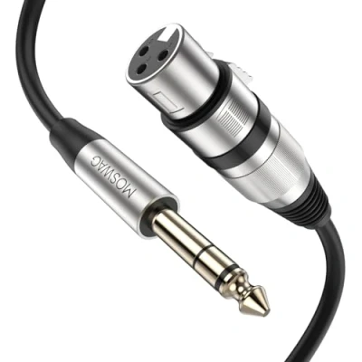 Afbeelding van MOSWAG XLR Vrouwelijke Gebalanceerde Interconnect Quarter TRS Microfoon Kabel 1M/3.28FT voor Dynamische Microfoon, Luidspreker, Versterker, Audio Sound Consoles, Mixer