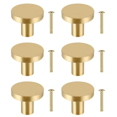 Afbeelding van JIZZU Massief messing kastknoppen met schroeven, ronde vintage ladeknopen, paddenstoelvormige meubelknop als handgrepen voor keukenkasten, kledingkast, commode (25 x 20 mm), 6 stuks
