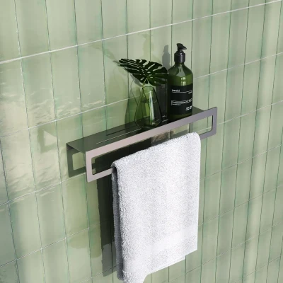 Afbeelding van Brauer Brushed Edition handdoekrek met planchet RVS geborsteld PVD