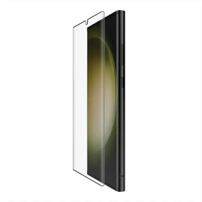 Afbeelding van Belkin ScreenForce TrueClear Curve screenprotector met blauwlichtfilter voor Samsung Galaxy S23 Ultra, bescherming van rand tot rand, kristalheldere tegen krassen en val stootschade