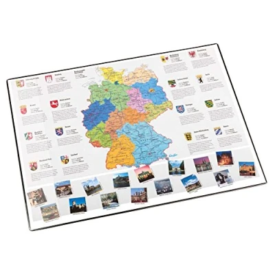 Afbeelding van Läufer 45348 Landkaarten bureauonderlegger Duitsland, antislip onderlegger met Duitse kaart, 40 x 53 cm, transparant zijvak