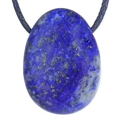 Afbeelding van Lebensquelle Plus Lapis lazuli Druppelhanger, geboorde druppel, trommelsteen hanger met katoenen band, hoogwaardige edelsteenhanger, halfedelsteen,