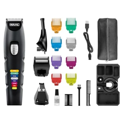 Afbeelding van Wahl Color Trim Advanced Multigroomer, innovatieve kleurgecodeerde geleidingskammen, 240 minuten gebruiksduur, USB oplader, ideaal voor sportschool en reizen, nauwkeurig geslepen messen