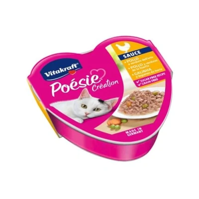 Afbeelding van Vitakraft Poésie Creation wilgenvoer voor katten in saus, kip en groenten uit de tuin, 85 g