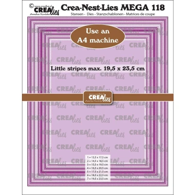 Afbeelding van Crealies Crea Nest Lies Mega Rechthoeken streepjes halve cm CLNestMega118 19,5x23,5cm (01 24)