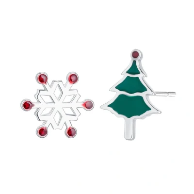 Afbeelding van Jomide Kerst oorknoppen Sneeuwvlok/Kerstboom Zilverkleurig
