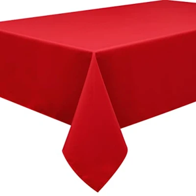 Afbeelding van Home Direct Tafelkleed van polyester, onderhoudsvriendelijk, rechthoekig, 140 x 180 cm, effen rood