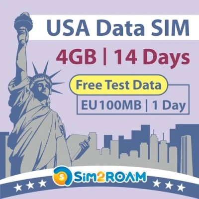 Afbeelding van ALLEEN VS Data SIM kaart 14 dagen 4 GB 5G LTE internetgegevens Gratis testgegevens 100 MB/1 dag in Canada Reissimkaart Dubbele lokale Amerikaanse providers, AT&amp;T en T Mobile Prepaid simkaart