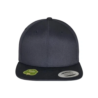 Afbeelding van Yupoong Flexfit Unisex Snapback Cap van organisch katoen met rechte klep, biologisch baseballpet, in grootte verstelbaar, eenheidsmaat eenheidsmaat, donkerblauw, Eén maat