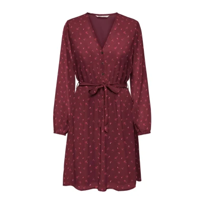 Afbeelding van ONLY Onlcera 3/4 Short WVN Blousejurk, Dames, Maat: XS, Windsor wine