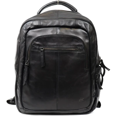 Afbeelding van Bear Design Mace Leren Laptoprugzak 15,6 inch Zwart