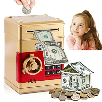 Afbeelding van YUNYODA Elektronische spaarpot voor kinderen, digitale met wachtwoord grote elektrische ATM bank veilige machine, automatische banken kinderen
