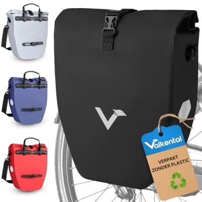 Afbeelding van Waterdichte bagagedragertas ValkBasic zwart 20L capaciteit Fietstas voor bagagedrager met reflectoren in
