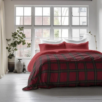 Afbeelding van Dekbedovertrek Greenwich Kilt Tweepersoons (200x200 cm) Rood &amp; Groen Microvezel Dessin: Ruiten McGregor Dekbed Discounter.nl