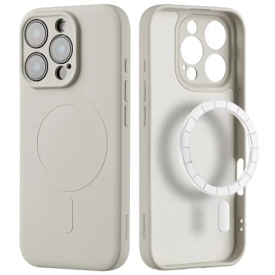 Afbeelding van Apple iPhone 16 Pro Max MagSafe Hoesje Siliconen en TPU (zacht) imoshion Softcase/Backcover Beige Telefoonhoesje