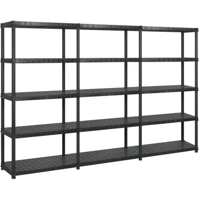 Afbeelding van VidaXL Opbergrek 5 laags 274,5x45,7x185 cm kunststof zwart