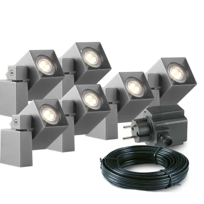 Afbeelding van 6x LED wand spot 2 Watt 12V Grijs complete set