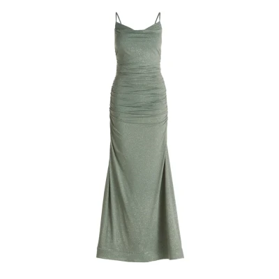 Afbeelding van Vera Mont MIT Wasserfallausschnitt Maxijurk, Dames, Maat: 36, Dark green grey