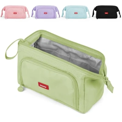 Afbeelding van Mamowla Grote Potlood Gevallen voor Meisjes Super Case Vrouwen Rits Gladde Pen Pouch Houder Briefpapier Organizer Duarable School Gevallen, Groen, Etui