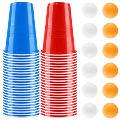 Afbeelding van Litimkat Bierpong bekerset, Beerpong partybekers, herbruikbare beker, voor feestjes, drinkspellen, feest, verjaardag, festivals, bruiloft, camping (50 stuks)