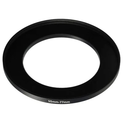 Afbeelding van vhbw Step up ring adapter van 55 mm naar 77 voor cameralens filteradapter, metaal, zwart