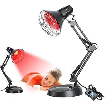 Afbeelding van Cozion Infraroodlamp, verwarmd, 150 W, warmtelamp, infraroodlichttherapie van de lamp met rood licht, voor pijn, infrarood verwarmingslamp thuisgebruik