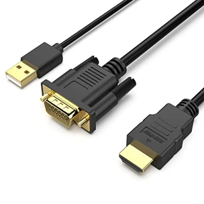 Afbeelding van BENFEI VGA naar HDMI kabel, 1,8 m 1080P kabel van computer/laptop monoitor/tv met audio ondersteuning (niet bidirectioneel)