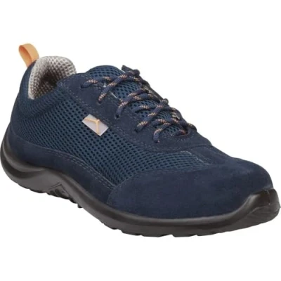 Afbeelding van Deltaplus COMOSPBL40 Lage schoenen van suède splitleer met mesh inzetstukken S1P Src, marineblauw, maat 40