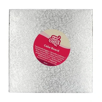 Afbeelding van FunCakes Cake Board Vierkant Zilver 22,5x22,5 cm Taartonderlegger Taartkarton