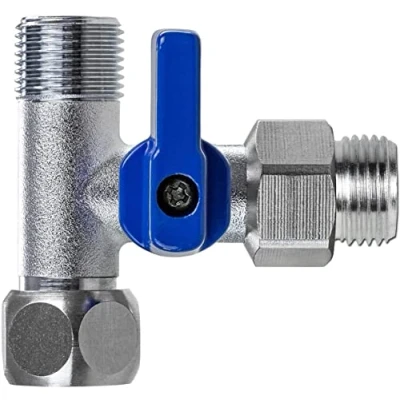 Afbeelding van Afsluitkraan, afsluitventieladapter, T stuk, verschillende maten voor het aansluiten van waterfilter, omgekeerde osmose, side koelkast, koffiezetapparaat, afmetingen: (3/8 AG x 3/8 OM)