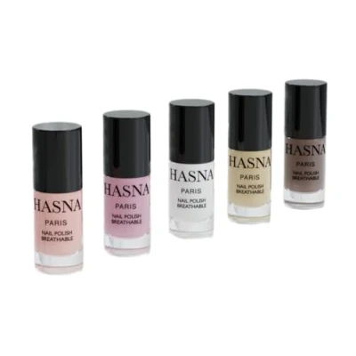 Afbeelding van HASNA PARIS Halal Nagellak Eco Responsible Glans en lang houdbaar Gemakkelijk aan te brengen 5x 6ml (NATUURLIJK)