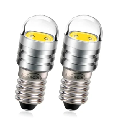 Afbeelding van Ruiandsion 2 stks 6V E10 Base Socket LED Lamp COB W Upgrade Vervanging voor Koplampen Zaklampen Zaklamp Gloeilampen, 4300 K Warm Wit