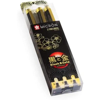 Afbeelding van Sakura Pigma Black &amp; Gold Edition Set 3