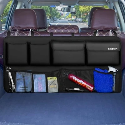 Afbeelding van Einesin Kofferbak Organizer Auto, Auto Opbergtas met 9 Vakken, Kofferbaktas Stevig Elastiek, Magische Steekstructuur voor SUV (90x46cm)
