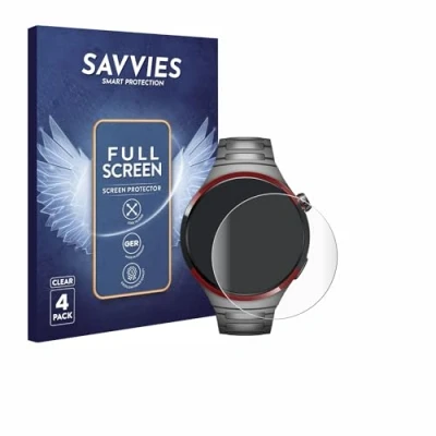 Afbeelding van Savvies (4 Stuks) Full Screen Scherm Beschermfolie voor Huawei Watch 4 Pro Space Edition Cover Protector 3D Curved [Edge to Edge, Ultra Clear]