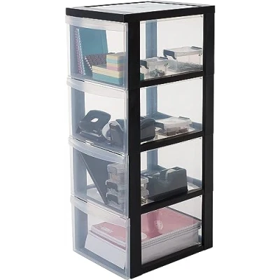 Afbeelding van IRIS Design Chest ladesysteem 4 diepe lades Kunststof Zwart/Transparant
